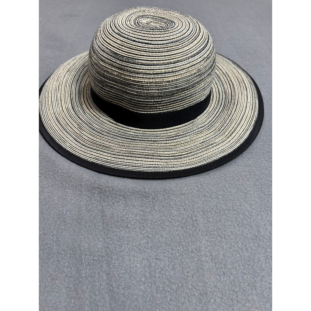 Solar Escape Sun Hat Women One Size Black White Woven Wide Brim Summer Beach